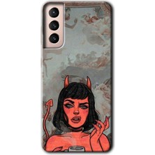 Gramaphone Galaxy S21 Kılıf Hd Desen Baskılı Arka Kapak - Devil Girl