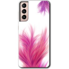 Gramaphone Galaxy S21 Kılıf Hd Desen Baskılı Arka Kapak + Kırılmaz Cam - Pembe Tüy