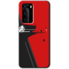 Gramaphone Huawei P40 Pro Kılıf Hd Desen Baskılı Arka Kapak + Esnek Nano Cam - Avengers Tower