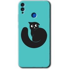 Gramaphone Honor 8x Kılıf Hd Desen Baskılı Arka Kapak + Kırılmaz Cam - Cat Vector