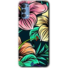 Gramaphone Oppo Reno 4 Kılıf Hd Desen Baskılı Arka Kapak - Çizim Çiçekler