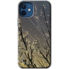 iPhone 12 Mini Kılıf Hd Desen Baskılı Arka Kapak + Kırılmaz Cam - Branches Flowers