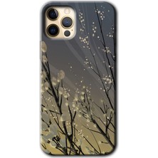 Gramaphone iPhone 12 Pro Kılıf Hd Desen Baskılı Arka Kapak + Kırılmaz Cam - Branches Flowers