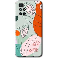 Redmi 10 Kılıf Hd Desen Baskılı Arka Kapak + Kırılmaz Cam - Vektör Çiçekler