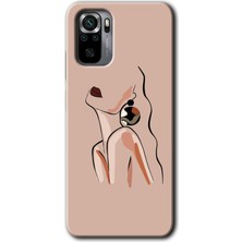 Gramaphone Redmi Note 10 Kılıf Hd Desen Baskılı Arka Kapak + Esnek Nano Cam - Çizim Silüet