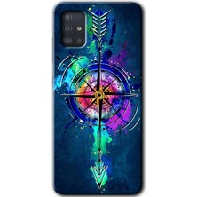Gramaphone Galaxy A51 Kılıf Hd Desen Baskılı Arka Kapak + Kırılmaz Cam - Gizemli Pusula
