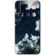 Gramaphone Huawei Y6P Kılıf Hd Desen Baskılı Arka Kapak + Kırılmaz Cam - Gece Gökyüzü