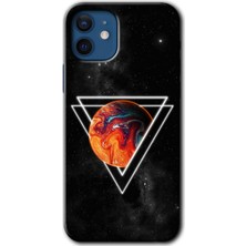 Gramaphone iPhone 12 Kılıf Hd Desen Baskılı Arka Kapak + Kırılmaz Cam - Kızıl Gezegen