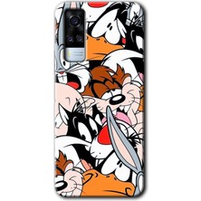 Gramaphone Vivo Y51 Kılıf Hd Desen Baskılı Arka Kapak + Kırılmaz Cam - Karakterler