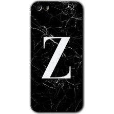 iPhone 5s Kılıf Hd Desen Baskılı Arka Kapak - Siyah Mermer Desenli Z Harfi