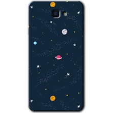 Galaxy J7 Prime Kılıf Hd Desen Baskılı Arka Kapak + Kırılmaz Cam - Çizim Gezegen