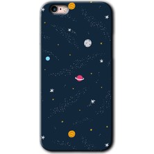 Gramaphone iPhone 6 Plus Kılıf Hd Desen Baskılı Arka Kapak + Esnek Nano Cam - Çizim Gezegen