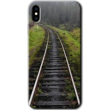 Gramaphone iPhone x Kılıf Hd Desen Baskılı Arka Kapak + Esnek Nano Cam - Tren Yolu