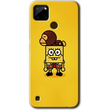 Gramaphone Realme C21 Kılıf Hd Desen Baskılı Arka Kapak + Esnek Nano Cam - Sünger Bob