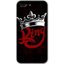 Gramaphone iPhone 7 Plus Kılıf Hd Desen Baskılı Arka Kapak + Kırılmaz Cam - King