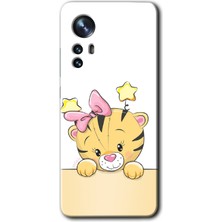 Gramaphone Xiaomi Mi 12 Pro Kılıf Hd Desen Baskılı Arka Kapak + Kırılmaz Cam - Sevimli Kedi