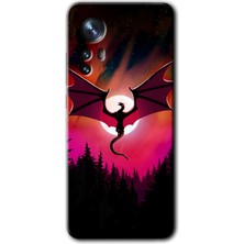 Gramaphone Xiaomi Mi 12 Kılıf Hd Desen Baskılı Arka Kapak + Kırılmaz Cam - Dragon Night