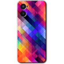 Gramaphone Oppo A96 Kılıf Hd Desen Baskılı Arka Kapak + Kırılmaz Cam - Multi Oblique