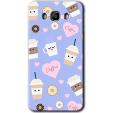 Gramaphone Galaxy J7 2016 Kılıf Hd Desen Baskılı Arka Kapak + Kırılmaz Cam - Coffee Cake