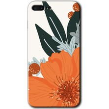 Gramaphone iPhone 7 Plus Kılıf Hd Desen Baskılı Arka Kapak + Kırılmaz Cam - Portakal Çiçeği