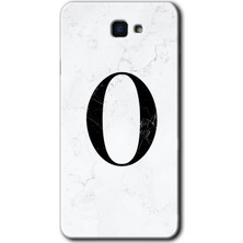 Gramaphone Galaxy J7 Prime Kılıf Hd Desen Baskılı Arka Kapak + Kırılmaz Cam - Beyaz Mermer Desenli O Harfi