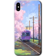 Gramaphone iPhone Xs Kılıf Hd Desen Baskılı Arka Kapak + Esnek Nano Cam - Rails Paint
