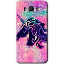 Gramaphone Galaxy J7 2016 Kılıf Hd Desen Baskılı Arka Kapak + Kırılmaz Cam - Unicorn Kristal