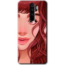 Gramaphone Redmi Note 8 Pro Kılıf Hd Desen Baskılı Arka Kapak + Esnek Nano Cam - Kızıl Kız