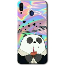 Gramaphone Galaxy M10 Kılıf Hd Desen Baskılı Arka Kapak + Kırılmaz Cam - Milkshake Panda