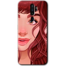 Gramaphone Oppo A9 2020 Kılıf Hd Desen Baskılı Arka Kapak + Esnek Nano Cam - Kızıl Kız