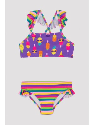Penti Kız Çocuk Dondurm Desenli Halter Bikini Takımı