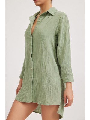 Kadın Gömlek Elbise Yeşil
