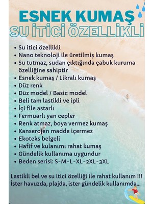 Miami Beach Yeşil Likralı Esnek Kumaş Su Itici Özellikli Düz Renk Erkek Plaj Deniz Şort Mayo - 2201-YESIL