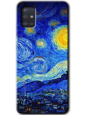 Gramaphone Galaxy A51 Kılıf Hd Desen Baskılı Arka Kapak - Starry Night
