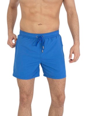 Miami Beach Saks Büyük Beden Su Itici Özellikli Düz Renk Basic Erkek Plaj Deniz Şort Mayo - 2204-SAKS