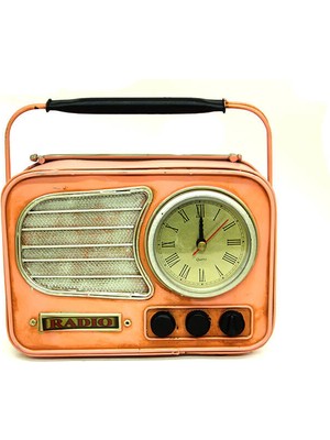 Tekinhediyelik Dekoratif Vintage Metal Radyo Saat