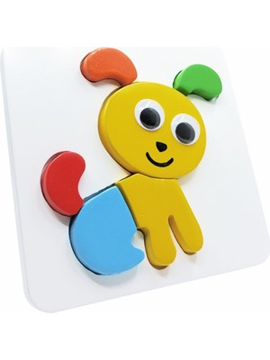 Tahtaland Renkli Doğal Ahşap Bultak - Köpek Figürlü