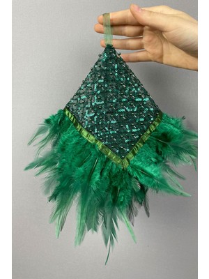 Hayalperest Boncuk Otantik Boncuk Işlemeli Tüylü Gelin Halay Mendili 1 Adet