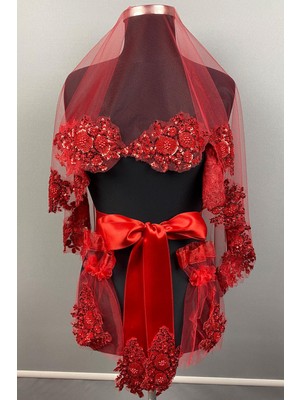 Hayalperest Boncuk Vip Model Gelin Kına Duvağı Yüz Örtüsü