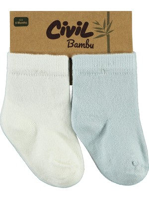 Civil Baby Bebek 2'li Çorap Set 6-18 Ay Ekru-Mavi