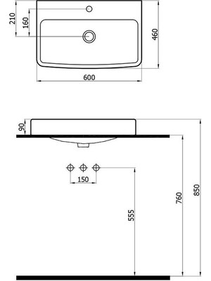 Newarc Aqua Etajer Uyumlu Lavabo 50 cm