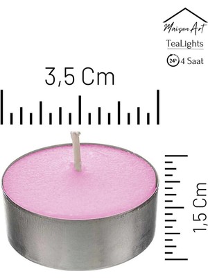 Maison Art 10 Adet | Gül Kokulu Tealight Mum | 4 Saat Yanar | Dekoratif Mumluk Mumu