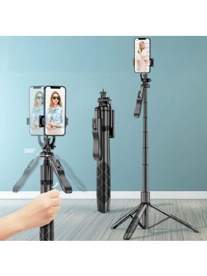 Coverzone Profesyonel Tripod ve Selfie Çubuğu L16 Bluetooth Uzaktan Kumandalı Cep Telefonu Yüksekliği Ayarlanabilir Masaüstü Portatif Taşınabilir Iç ve Dış Mekan Evde Tatilde Kampda Kullanıma Uygun