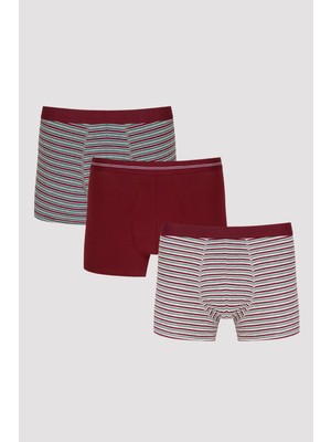 Penti Çizgili Burgundy 3lü Mid Boxer