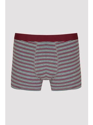 Penti Çizgili Burgundy 3lü Mid Boxer