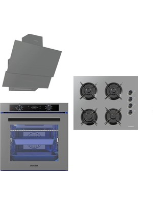 Luxell A-68 Sgf3 Dijital Ddt 88 Lt Platinum Metalik Gri Fırın/ Oc 88 Cam Ocak/ DA6-835 Davlumbaz Ankastre 3'lü Set