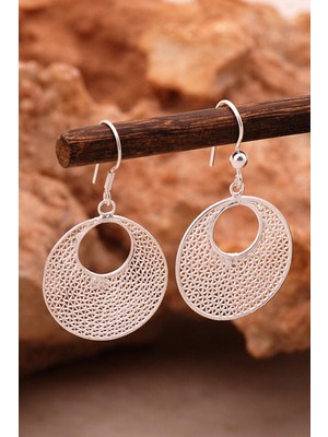 Sümer Telkari Halka Tasarım Elişi Telkari Gümüş Küpe 6121