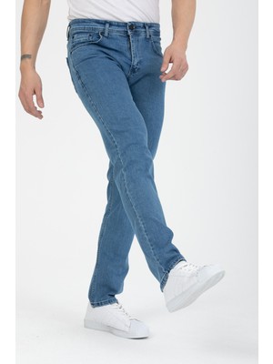 OneZero Erkek Açık Mavi Regular Fit Denim Pantolon