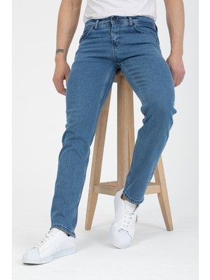 OneZero Erkek Açık Mavi Regular Fit Denim Pantolon