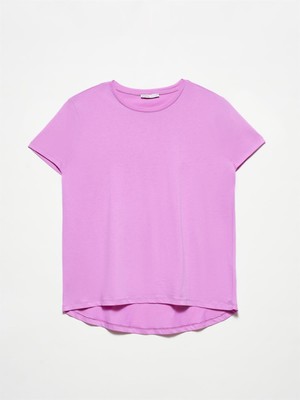 Dilvin 3471 Bisiklet Yaka Basic T-Shirt Lila